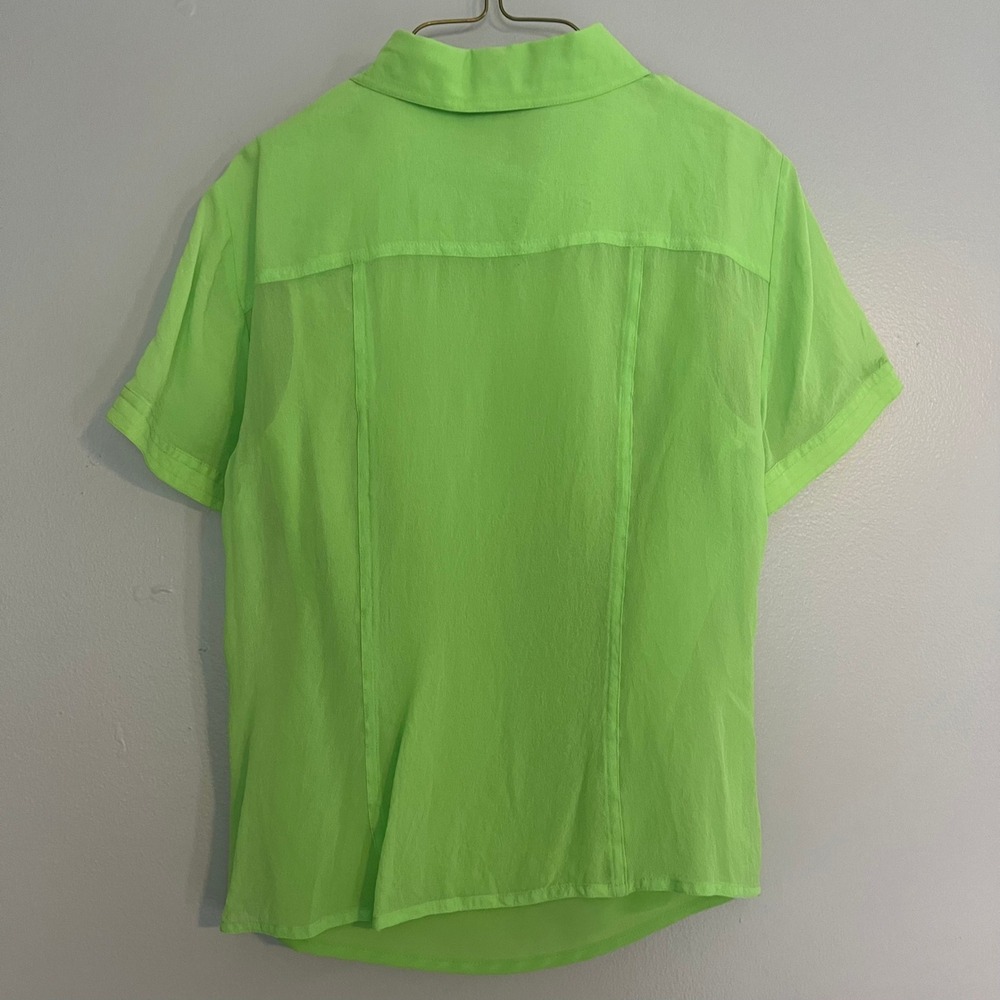 Spenser Jeremy Lime Green 100% Silk Short Sleeve Button Up Blouse & Tank Set M - Picture 4 of 12